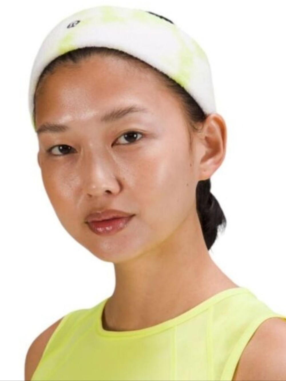 Lululemon Terry Headband in White & Neon Yellow Tie Dye